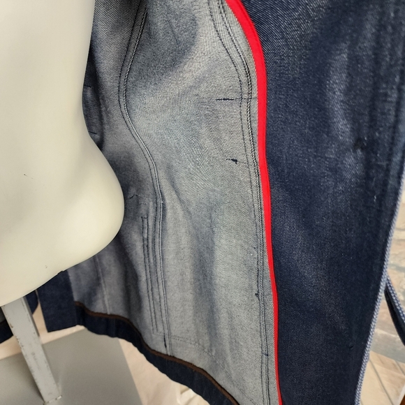 GAP Belted Denim Trench Coat  Embroidered Retro Blue Size Small - Picture 16 of 16